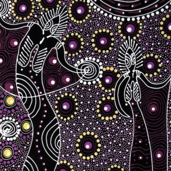 Preview: PURPLE DANCING SPIRIT Aborigines Stoff aus Australien